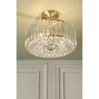 Fernhurst 3 Light Semi Flush Ceiling Light In Antique Brass And Crystal Glass LA3756455-Q