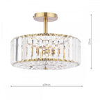 Fernhurst 3 Light Semi Flush Ceiling Light In Antique Brass And Crystal Glass LA3756455-Q