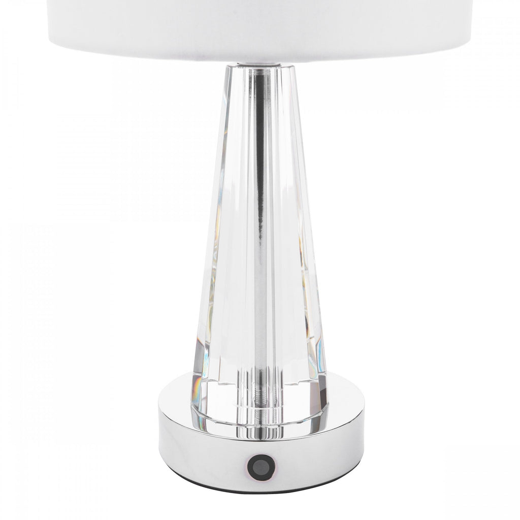Blake Portable LED Crystal Glass Table Lamp With Ivory Shade LA3756513-Q
