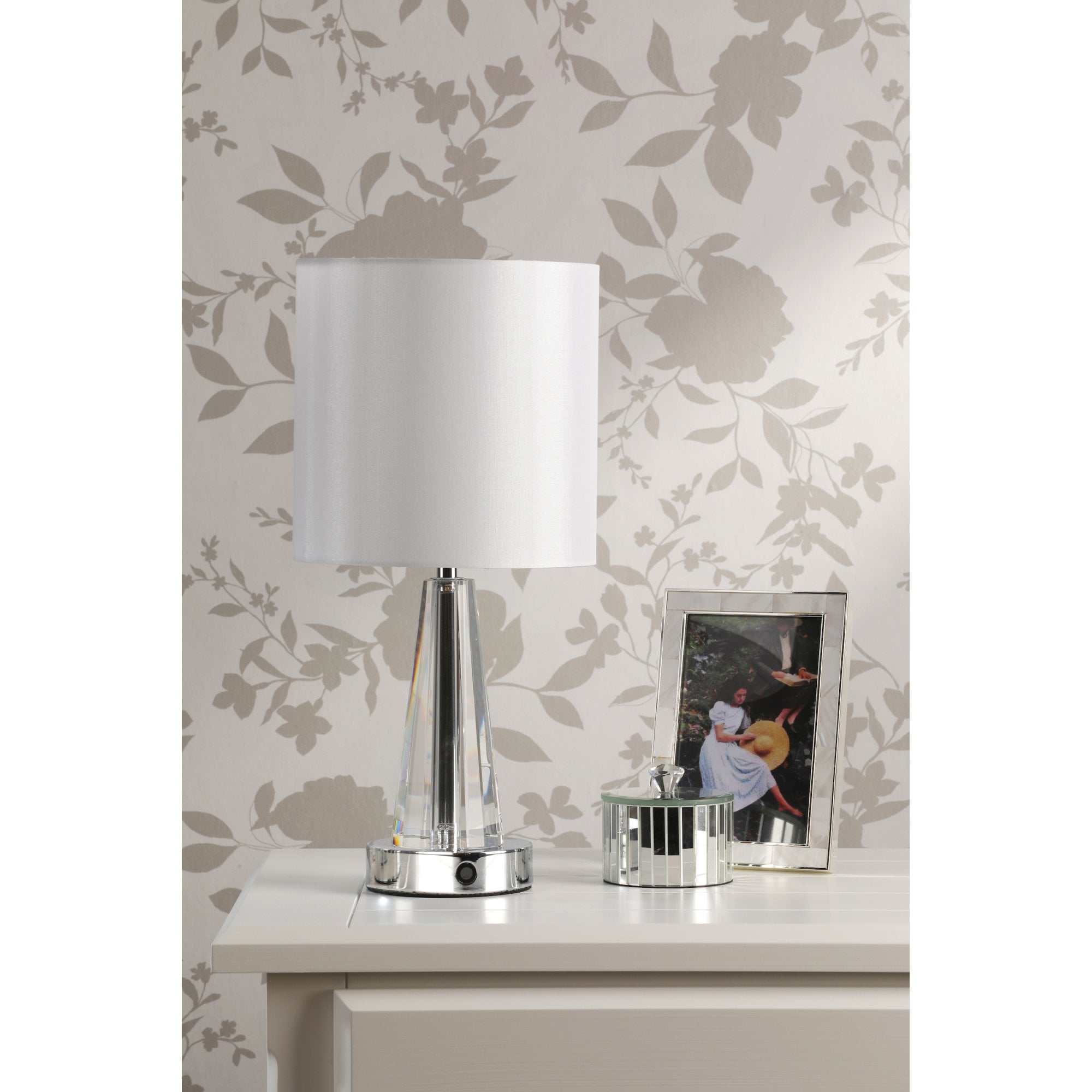 Blake Portable LED Crystal Glass Table Lamp With Ivory Shade LA3756513-Q