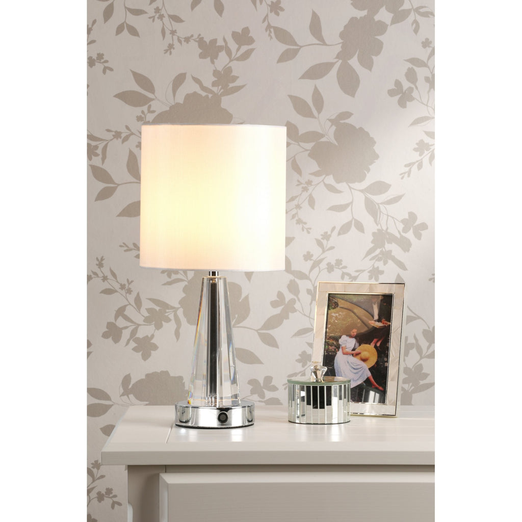 Blake Portable LED Crystal Glass Table Lamp With Ivory Shade LA3756513-Q