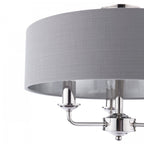 Sorrento 3 Light Semi-Flush Ceiling Light In Polished Nickel and Grey Linen Shade LA3756550-Q