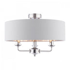 Sorrento 3 Light Semi-Flush Ceiling Light In Polished Nickel and Silver Linen Shade LA3756551-Q