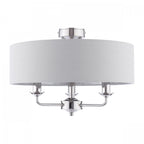 Sorrento 3 Light Semi-Flush Ceiling Light In Polished Nickel and Silver Linen Shade LA3756551-Q