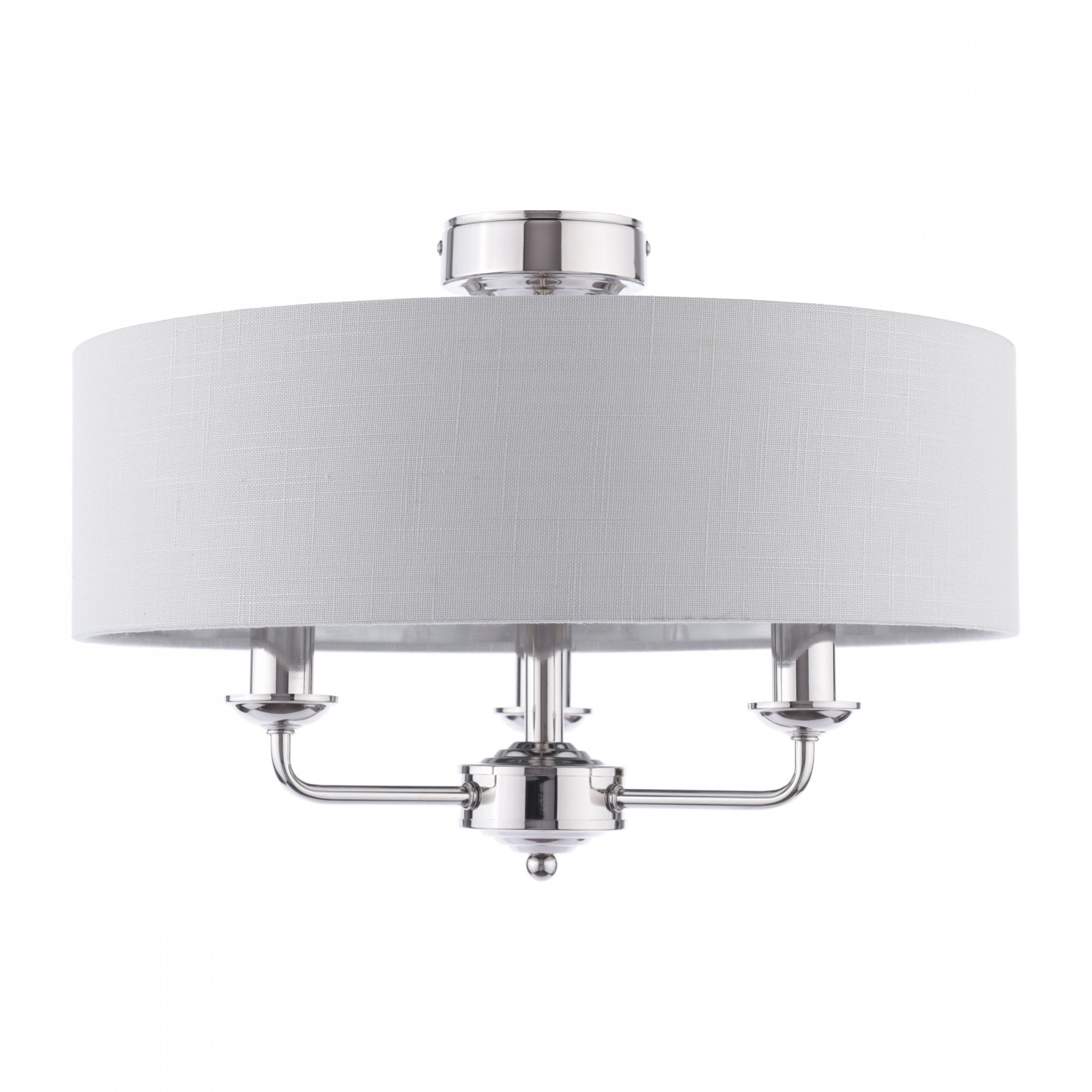 Sorrento 3 Light Semi-Flush Ceiling Light In Polished Nickel and Silver Linen Shade LA3756551-Q