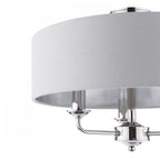 Sorrento 3 Light Semi-Flush Ceiling Light In Polished Nickel and Silver Linen Shade LA3756551-Q
