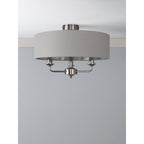 Sorrento 3 Light Semi-Flush Ceiling Light In Polished Nickel and Silver Linen Shade LA3756551-Q