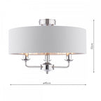Sorrento 3 Light Semi-Flush Ceiling Light In Polished Nickel and Silver Linen Shade LA3756551-Q