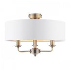 Sorrento 3 Light Semi-Flush Ceiling Light In Antique Brass and Ivory Shade LA3756549-Q