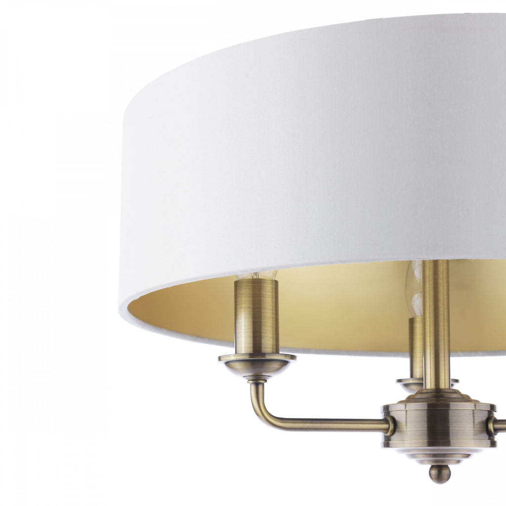 Sorrento 3 Light Semi-Flush Ceiling Light In Antique Brass and Ivory Shade LA3756549-Q
