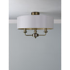 Sorrento 3 Light Semi-Flush Ceiling Light In Antique Brass and Ivory Shade LA3756549-Q