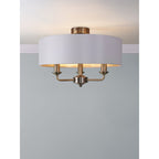 Sorrento 3 Light Semi-Flush Ceiling Light In Antique Brass and Ivory Shade LA3756549-Q