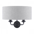 Sorrento 2 Light Wall Light In Matt Black With Natural Linen Shade LA3756555-Q