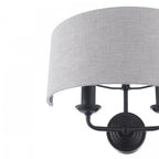 Sorrento 2 Light Wall Light In Matt Black With Natural Linen Shade LA3756555-Q