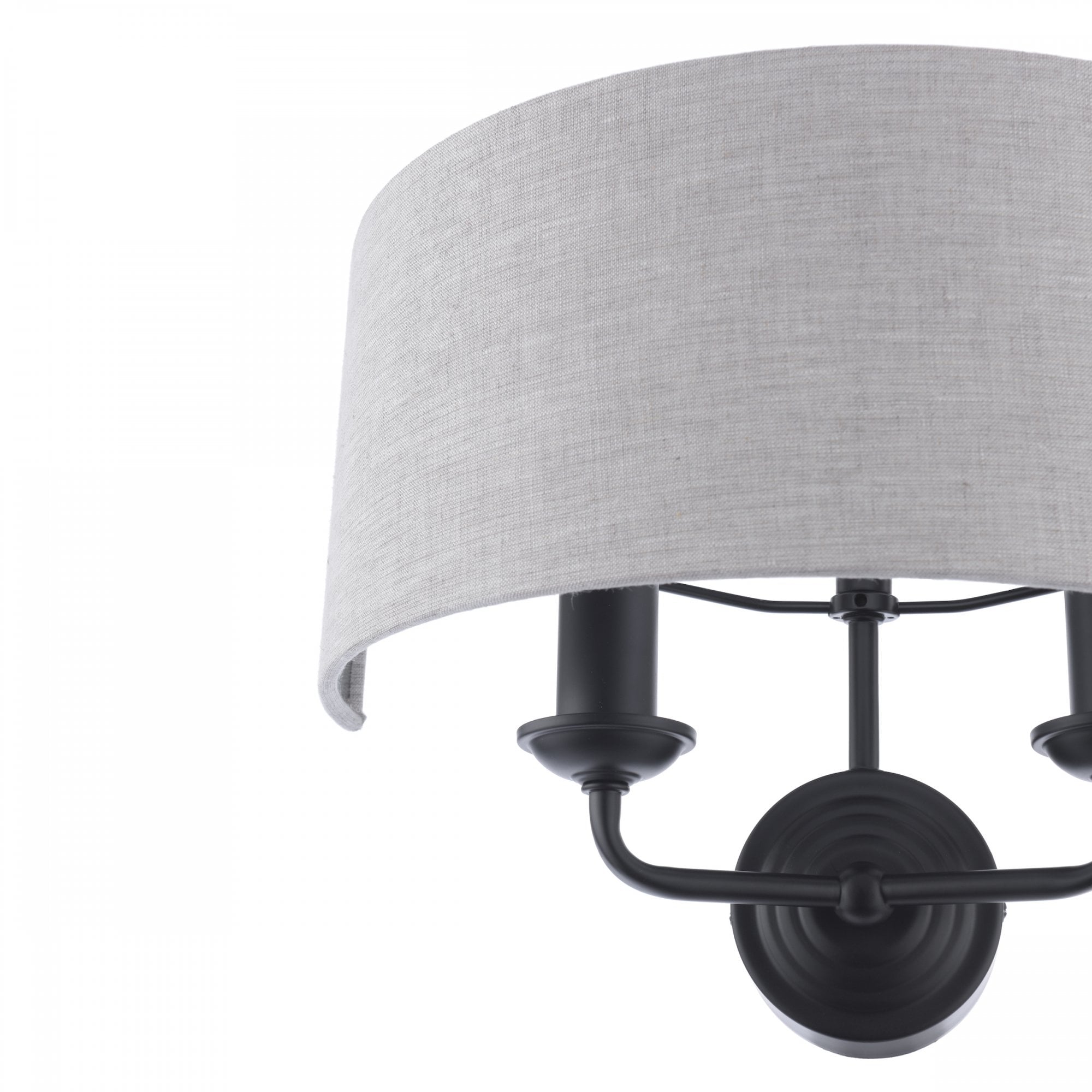 Sorrento 2 Light Wall Light In Matt Black With Natural Linen Shade LA3756555-Q
