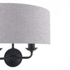 Sorrento 2 Light Wall Light In Matt Black With Natural Linen Shade LA3756555-Q