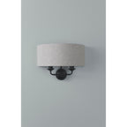Sorrento 2 Light Wall Light In Matt Black With Natural Linen Shade LA3756555-Q