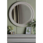 Tate Round Mirror In Distressed Ivory Finish LA3756380-Q