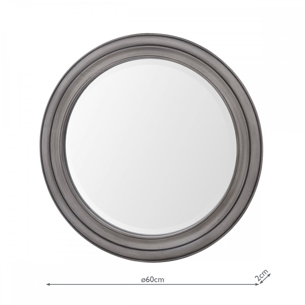 Tate Round Mirror In Distressed Grey Finish 60 cm LA3756496-Q