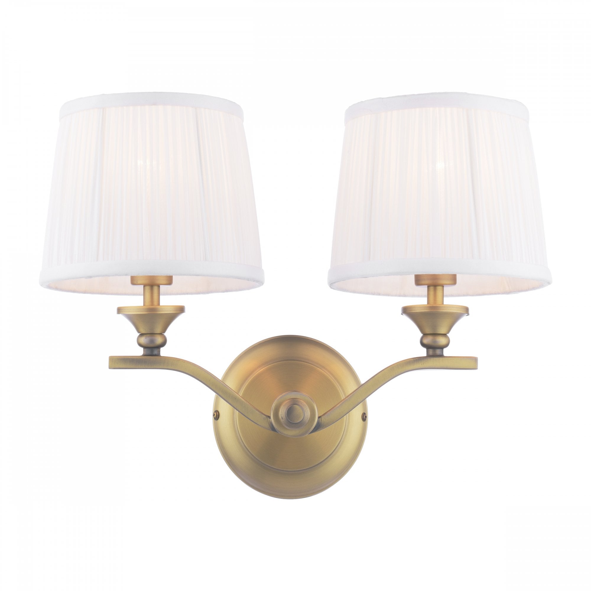 Hemsley Twin Wall Light In Matt Antique Brass Finish With Ivory Shades LA3756492-Q