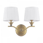 Hemsley Twin Wall Light In Matt Antique Brass Finish With Ivory Shades LA3756492-Q