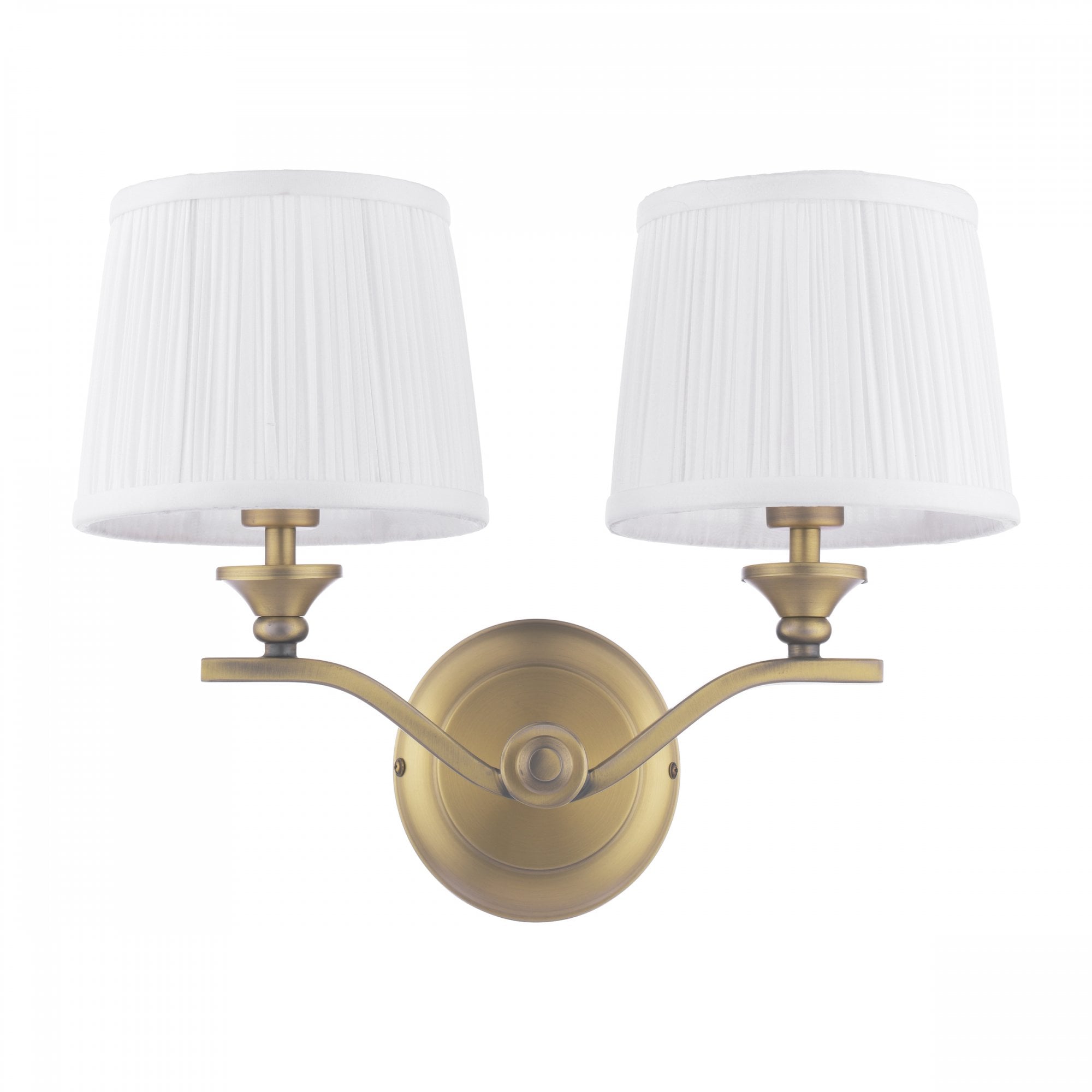 Hemsley Twin Wall Light In Matt Antique Brass Finish With Ivory Shades LA3756492-Q