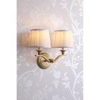 Hemsley Twin Wall Light In Matt Antique Brass Finish With Ivory Shades LA3756492-Q
