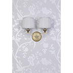 Hemsley Twin Wall Light In Matt Antique Brass Finish With Ivory Shades LA3756492-Q