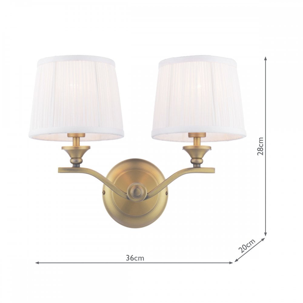 Hemsley Twin Wall Light In Matt Antique Brass Finish With Ivory Shades LA3756492-Q
