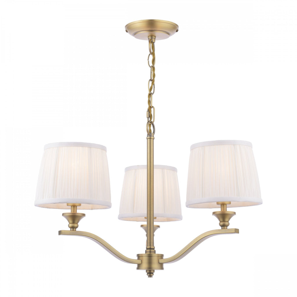 Hemsley Ceiling Pendant Light In Matt Antique Brass Finish With Ivory Shades LA3756458-Q
