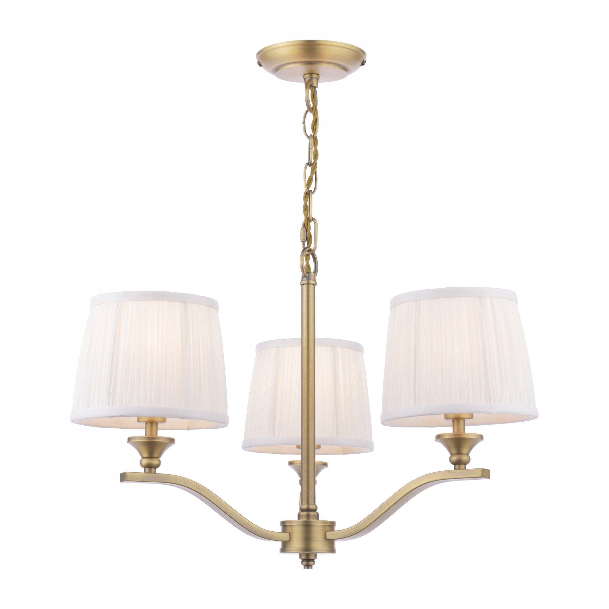 Hemsley Ceiling Pendant Light In Matt Antique Brass Finish With Ivory Shades LA3756458-Q