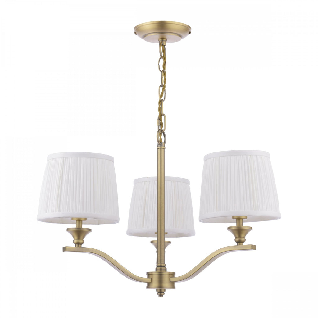 Hemsley Ceiling Pendant Light In Matt Antique Brass Finish With Ivory Shades LA3756458-Q