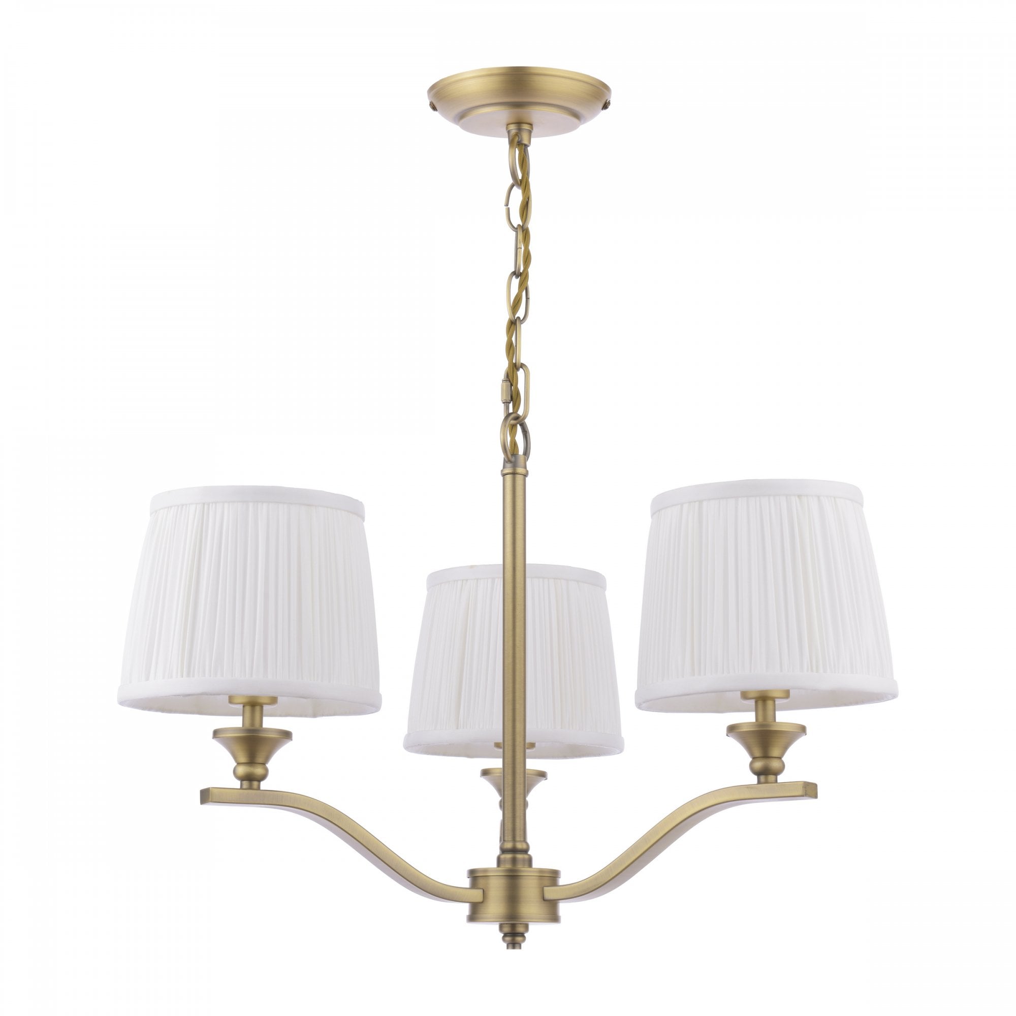 Hemsley Ceiling Pendant Light In Matt Antique Brass Finish With Ivory Shades LA3756458-Q