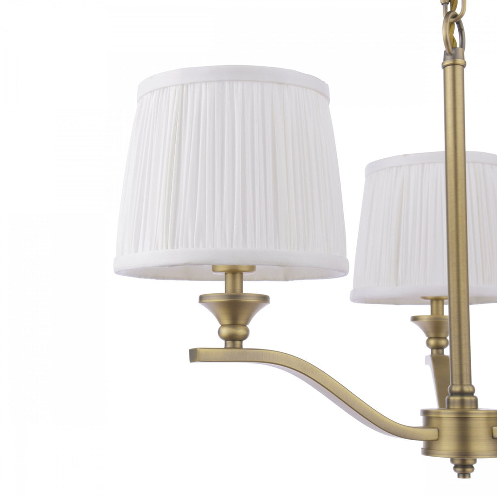 Hemsley Ceiling Pendant Light In Matt Antique Brass Finish With Ivory Shades LA3756458-Q