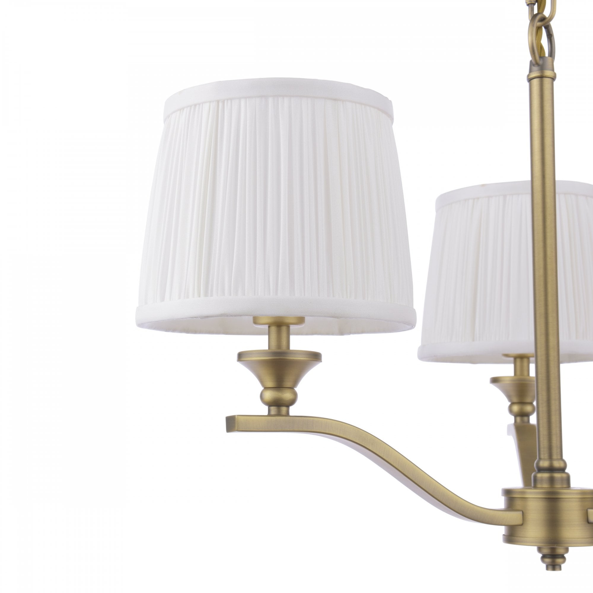 Hemsley Ceiling Pendant Light In Matt Antique Brass Finish With Ivory Shades LA3756458-Q