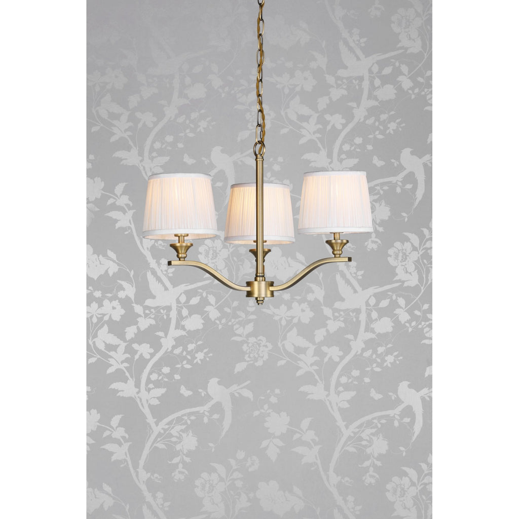 Hemsley Ceiling Pendant Light In Matt Antique Brass Finish With Ivory Shades LA3756458-Q
