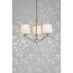 Hemsley Ceiling Pendant Light In Matt Antique Brass Finish With Ivory Shades LA3756458-Q