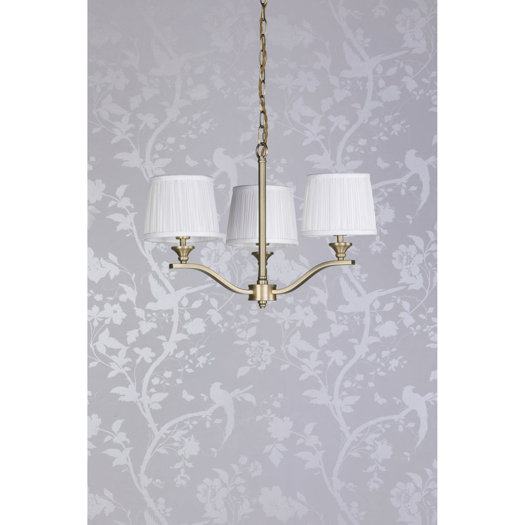 Hemsley Ceiling Pendant Light In Matt Antique Brass Finish With Ivory Shades LA3756458-Q