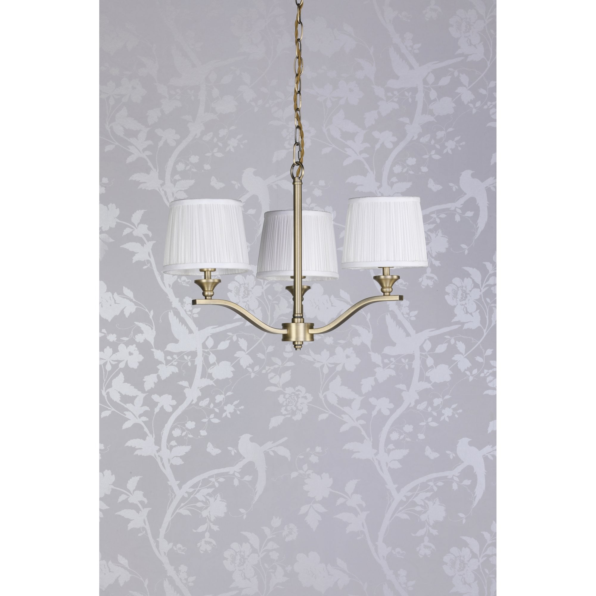 Hemsley Ceiling Pendant Light In Matt Antique Brass Finish With Ivory Shades LA3756458-Q
