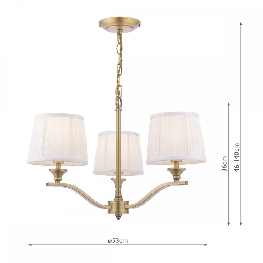 Hemsley Ceiling Pendant Light In Matt Antique Brass Finish With Ivory Shades LA3756458-Q
