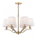 Hemsley 6 Light Ceiling Pendant Light In Matt Antique Brass With Ivory Shades LA3756457-Q