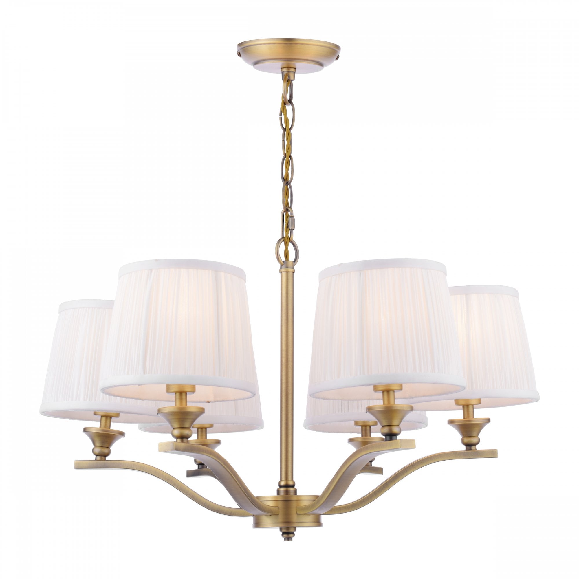 Hemsley 6 Light Ceiling Pendant Light In Matt Antique Brass With Ivory Shades LA3756457-Q