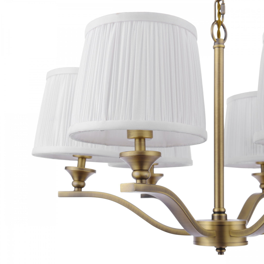 Hemsley 6 Light Ceiling Pendant Light In Matt Antique Brass With Ivory Shades LA3756457-Q