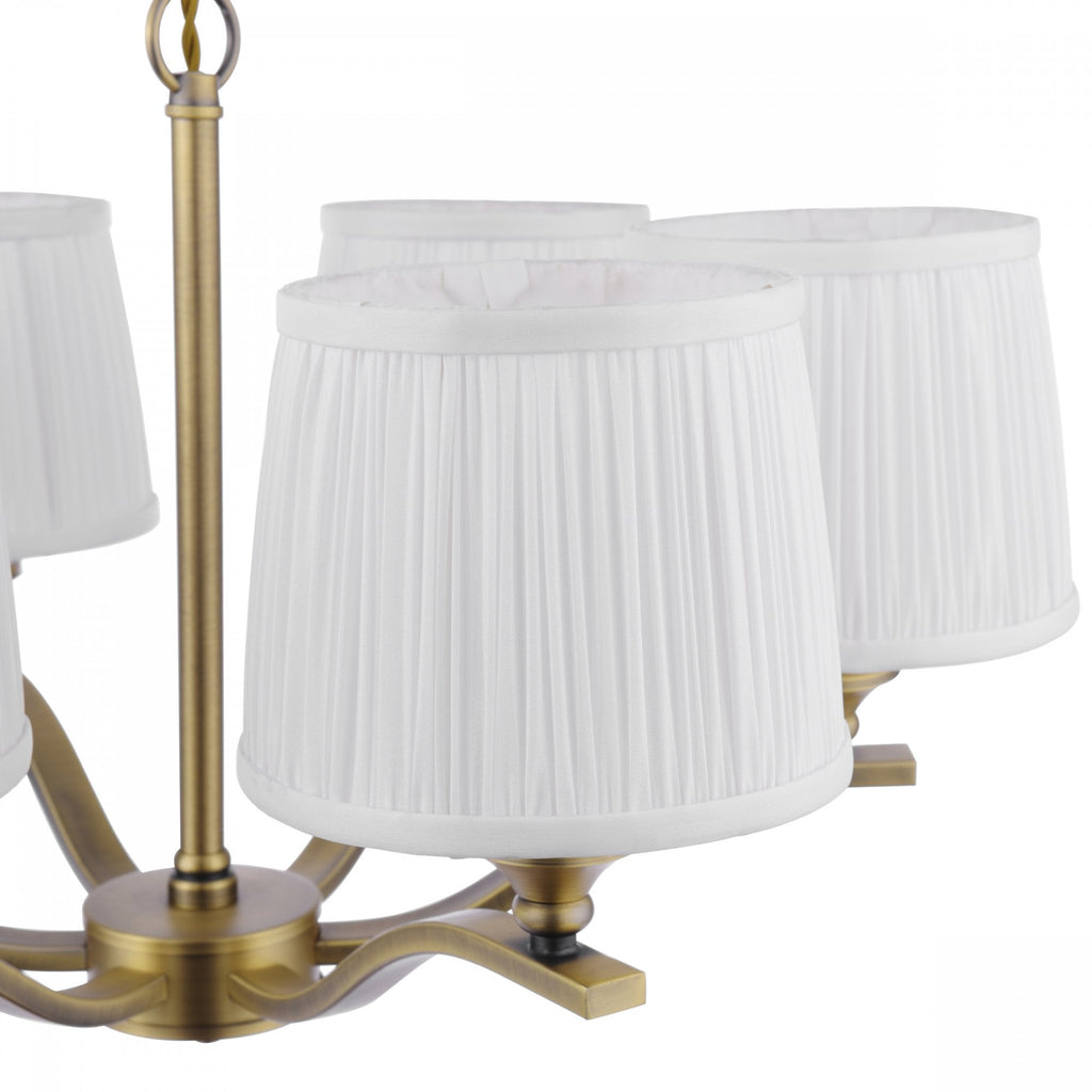 Hemsley 6 Light Ceiling Pendant Light In Matt Antique Brass With Ivory Shades LA3756457-Q