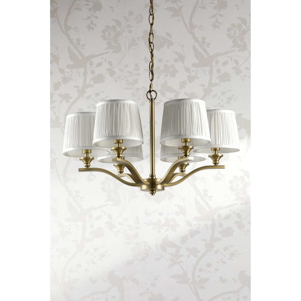 Hemsley 6 Light Ceiling Pendant Light In Matt Antique Brass With Ivory Shades LA3756457-Q