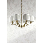 Hemsley 6 Light Ceiling Pendant Light In Matt Antique Brass With Ivory Shades LA3756457-Q