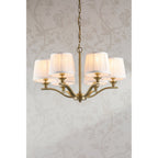 Hemsley 6 Light Ceiling Pendant Light In Matt Antique Brass With Ivory Shades LA3756457-Q
