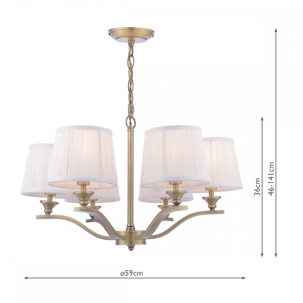 Hemsley 6 Light Ceiling Pendant Light In Matt Antique Brass With Ivory Shades LA3756457-Q
