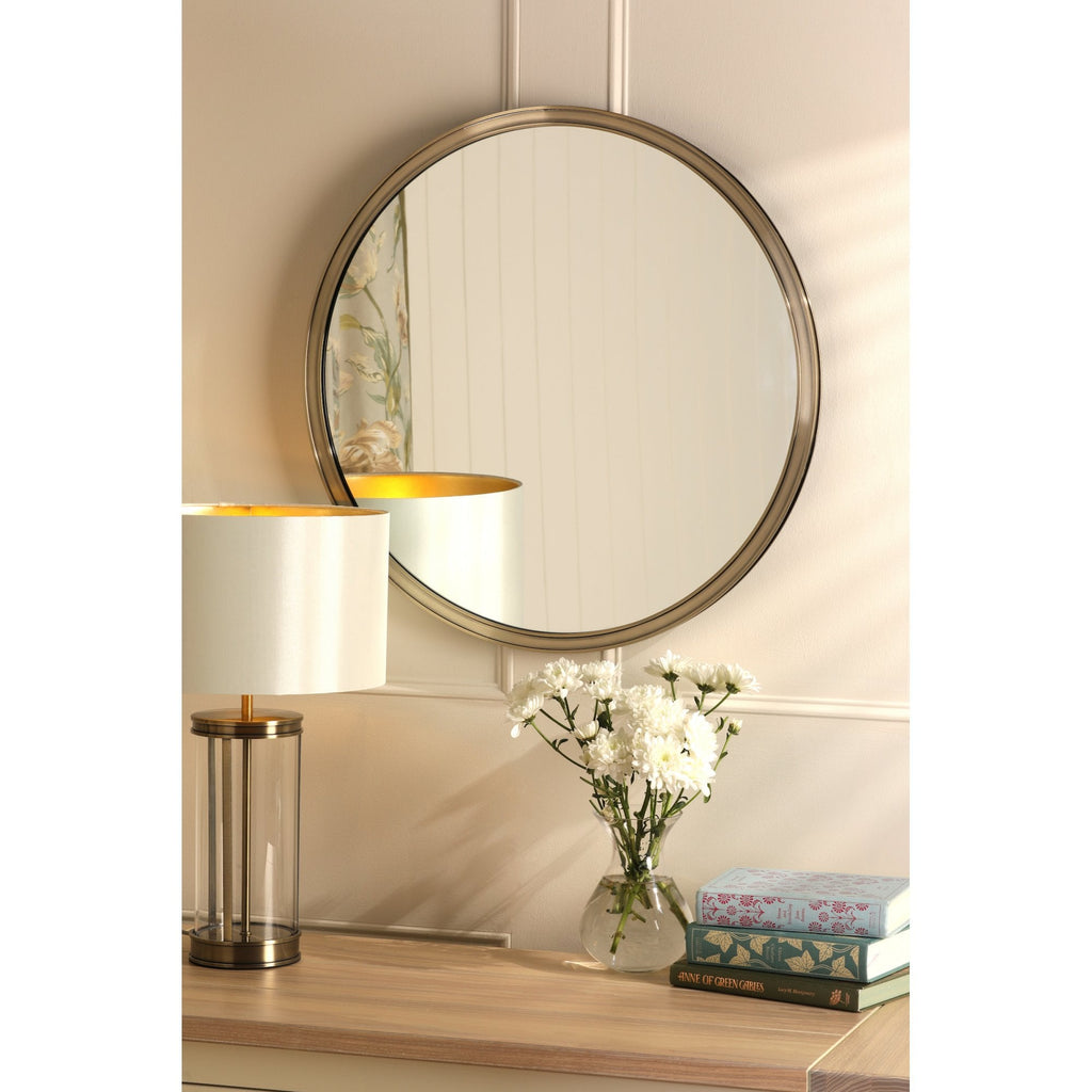 Harrington Round Mirror In Antique Brass Finish LA3756498-Q