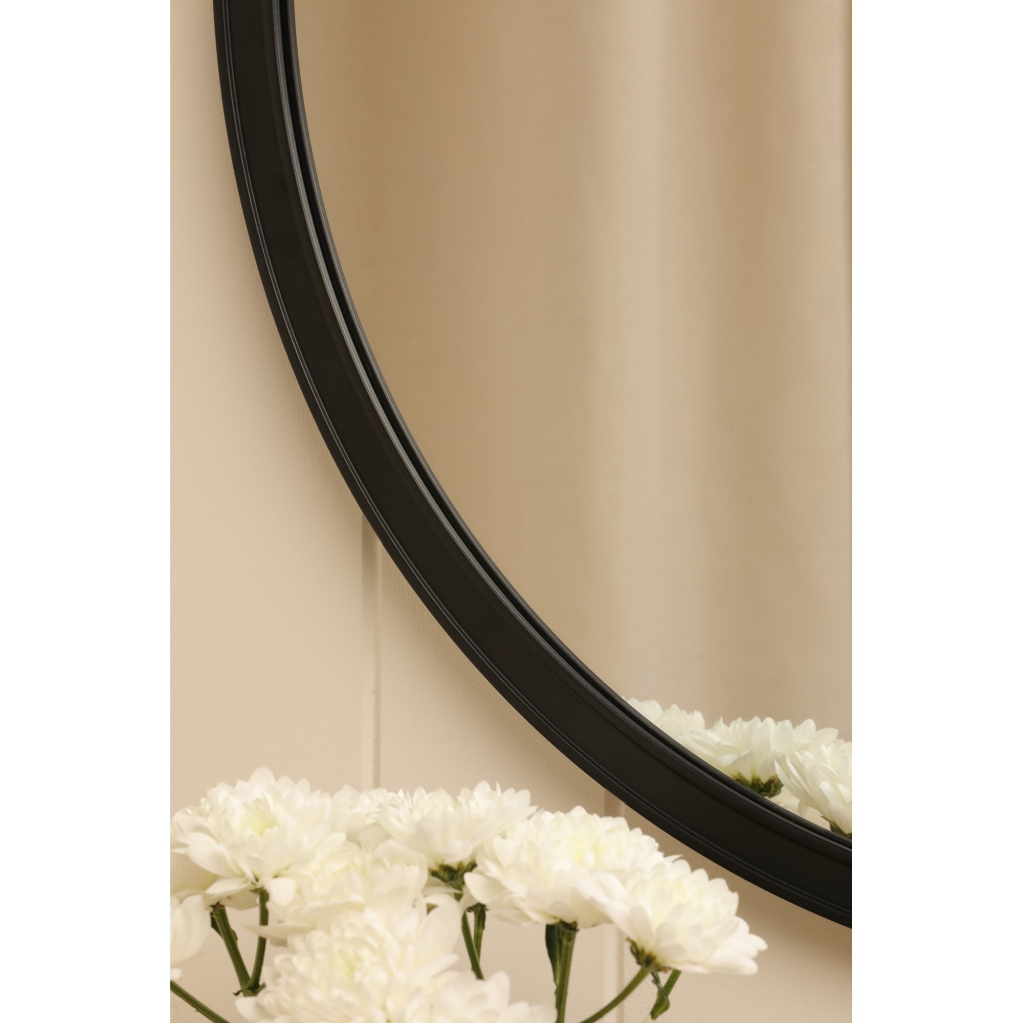 Harrington Round Mirror In Matt Black Finish LA3756497-Q